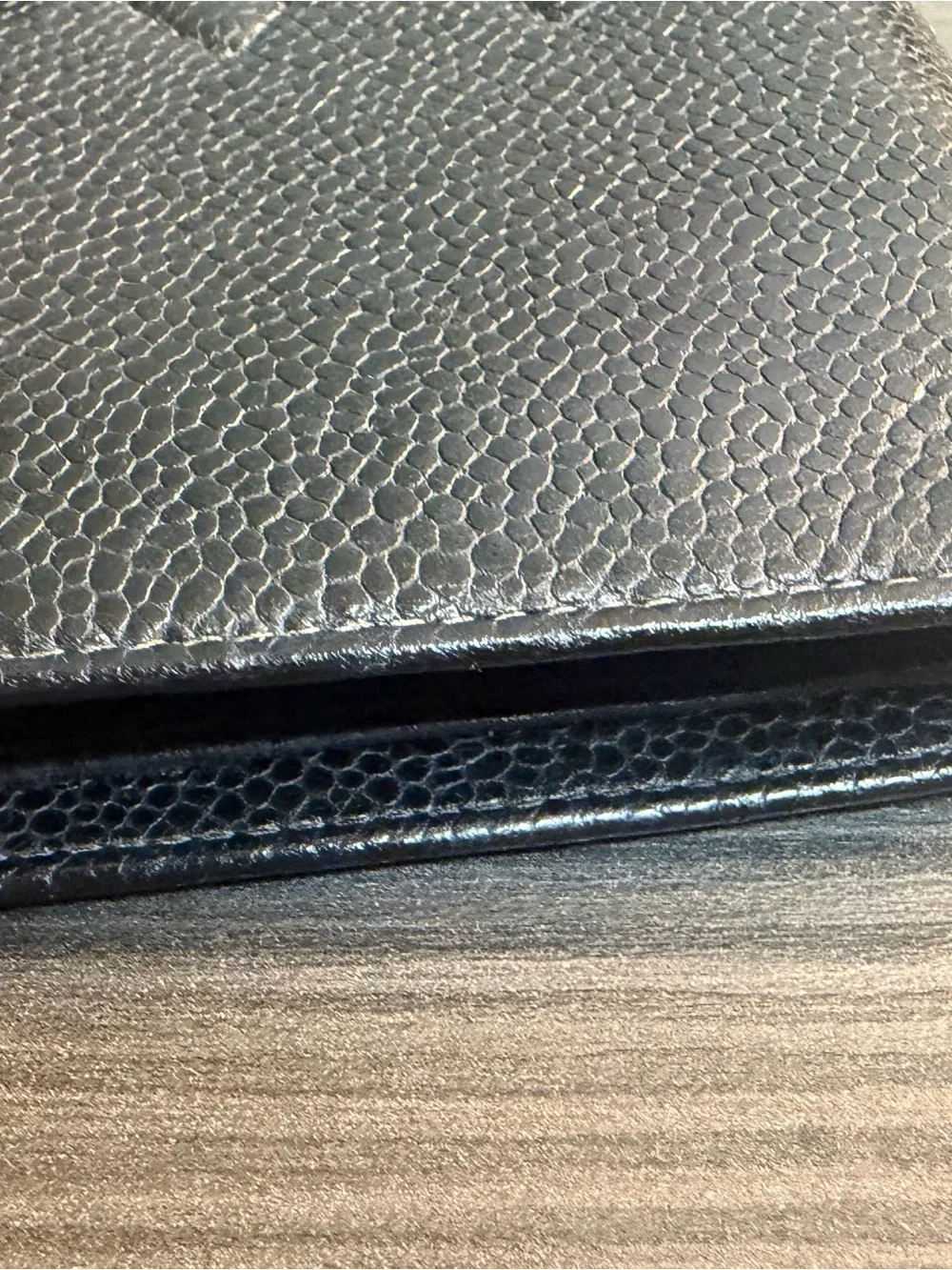 CHANEL Black Quilted Leather  Wallet   with Embossed Logo